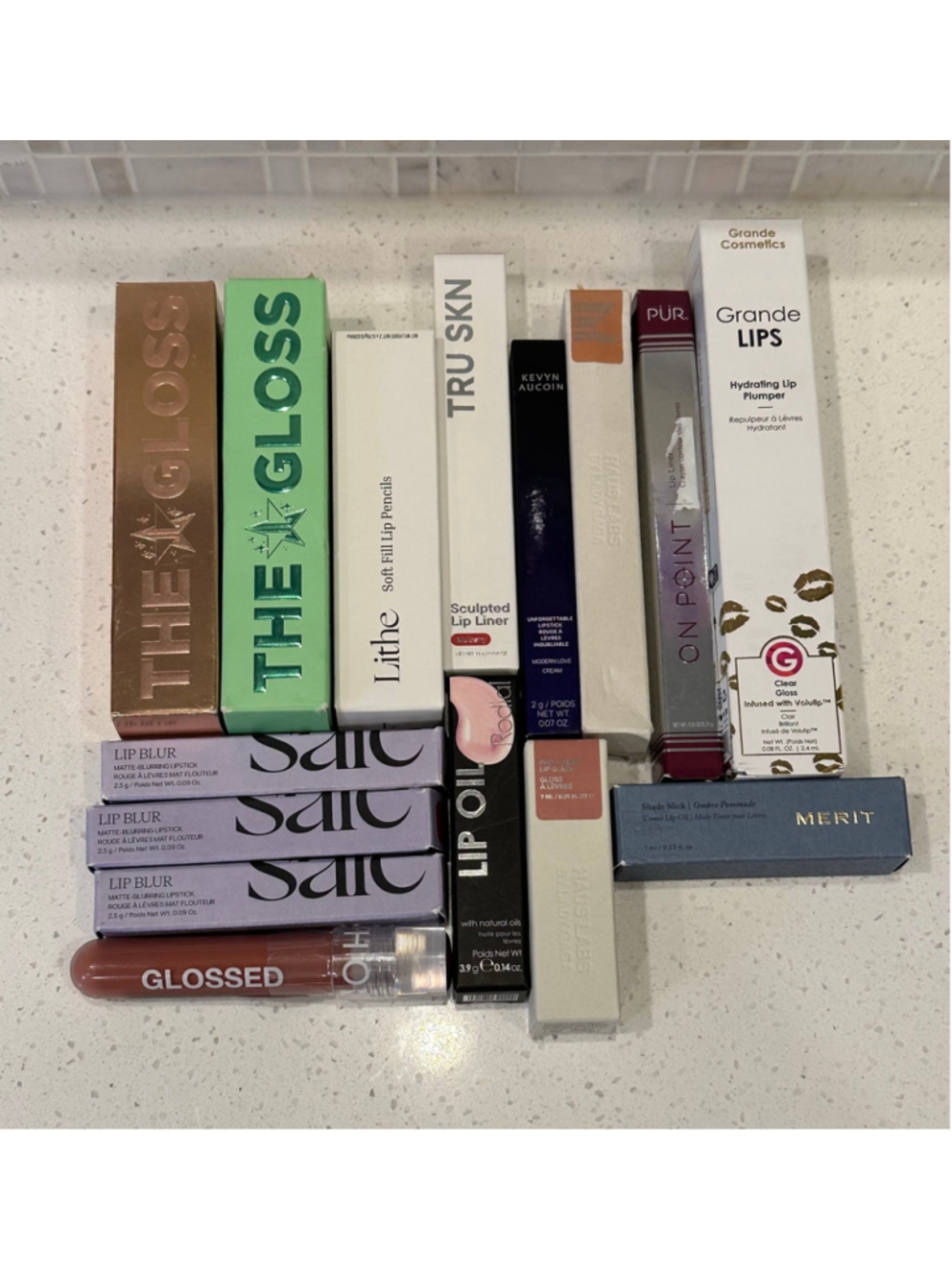15pc lip bundle ~ high end lot reseller ~ SAIE, Haus Labs, Merit & more! $$FIRM
